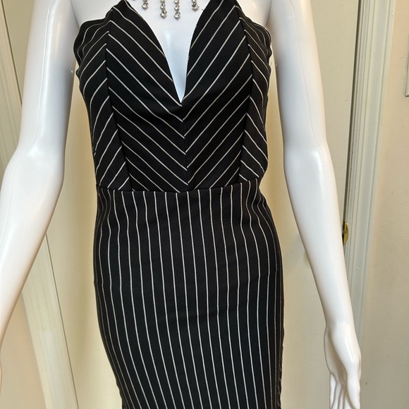 Fashion Nova Denise Striped Dress Black & White Strapless Mini Dress Sz L NWT - Picture 5 of 7